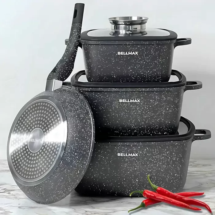 Набор посуды на 7 предметов , Bellmax Cookware Set BM-132,  чёрная